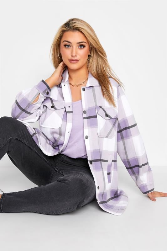 LUNE PLUS PLAID FLAP POCKET DROP SHOULDER CHECK SHACKET