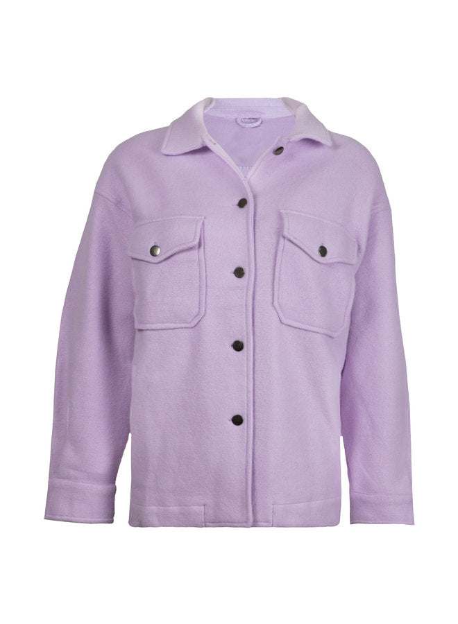 DROP SHOULDER FLAP POCKET PLANE SHACKET-LILAC