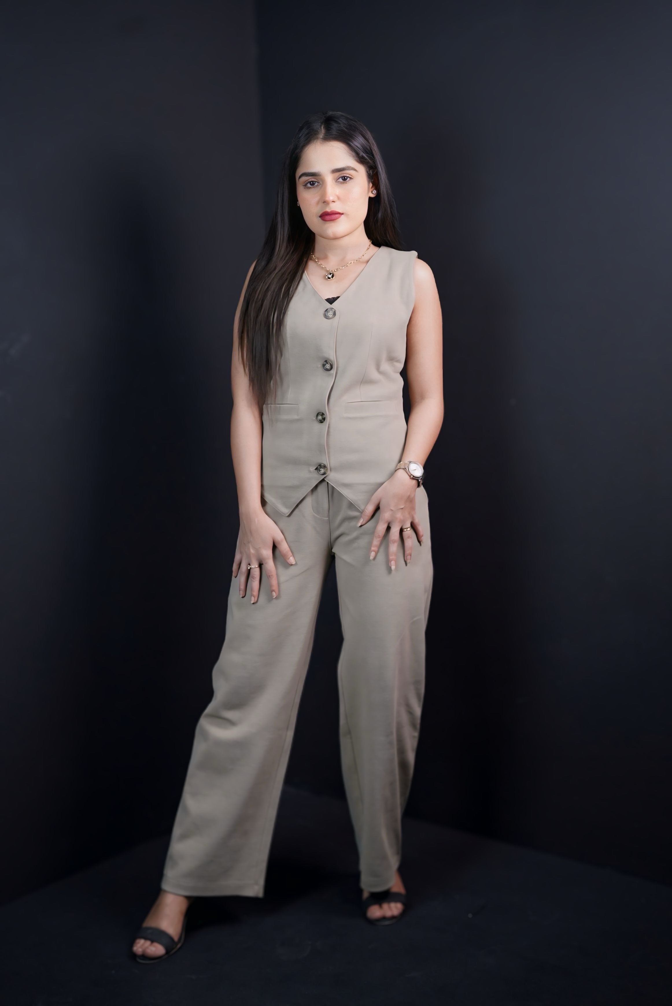 FRENCHY CASUAL & VERSATILE VEST STRAIGHT-LEG PANT OUTFIT