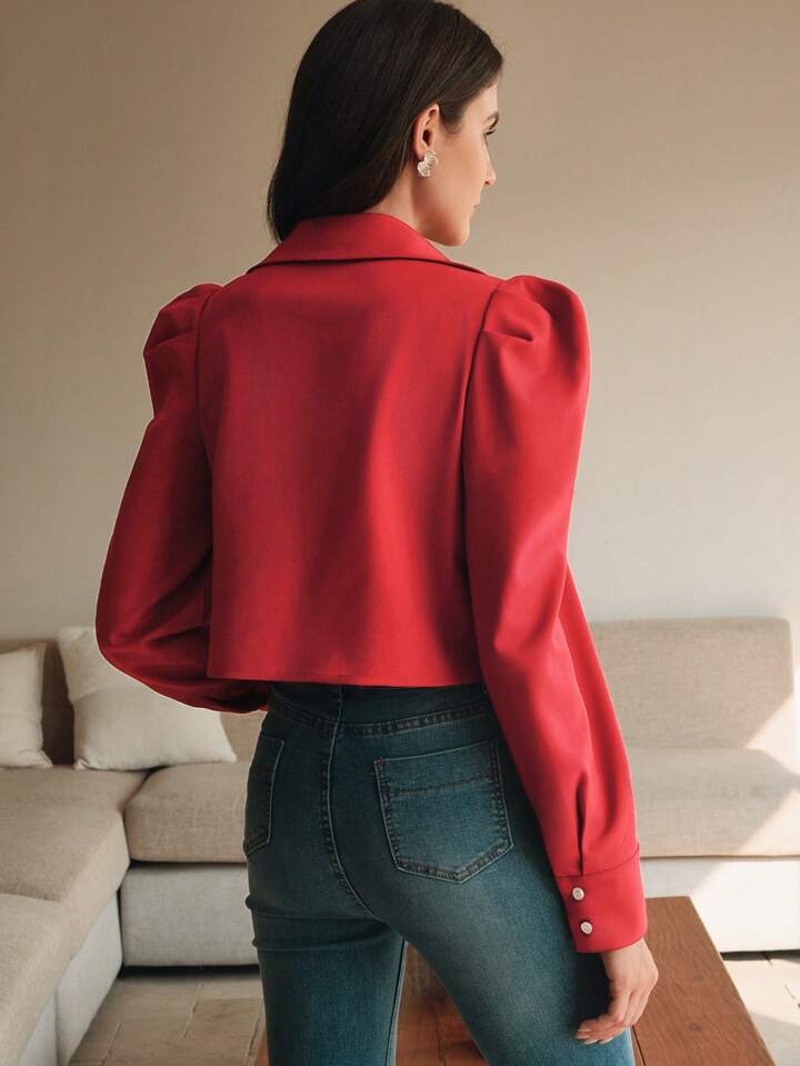 French Elegant Commute Butterfly Pearl Flower Ladies Blouse Women Shirt