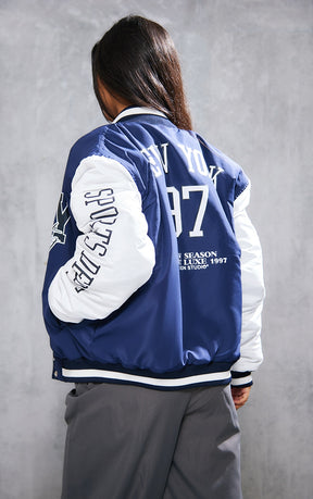 NAVY NY GRAPHIC BOMBER JACKET