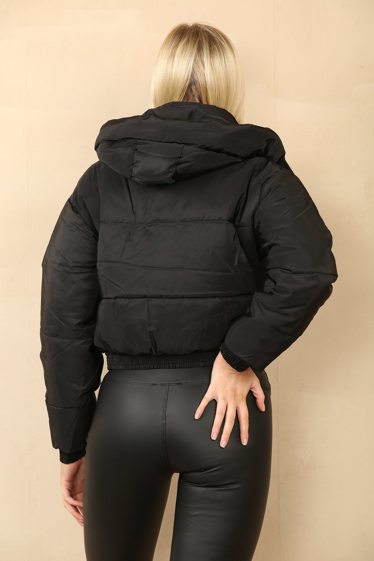 HOODED HEM DETAIL PUFFER JACKET