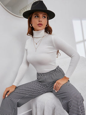 SOLID RIBBED KNIT TURTLE  STYLE HIGHNECK