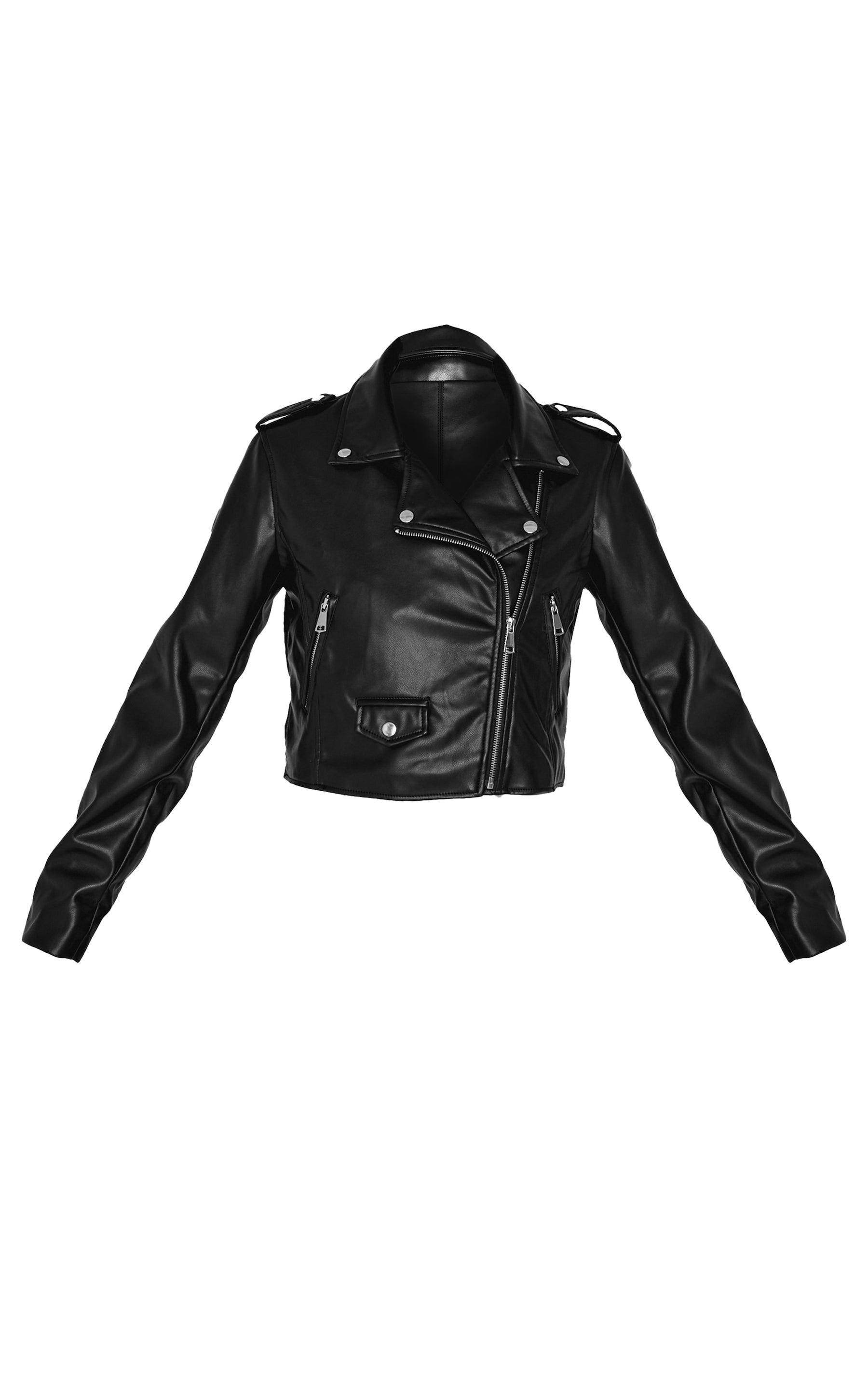 WOMEN'S  BASIC FAUX LEATHER BIKER JACKET