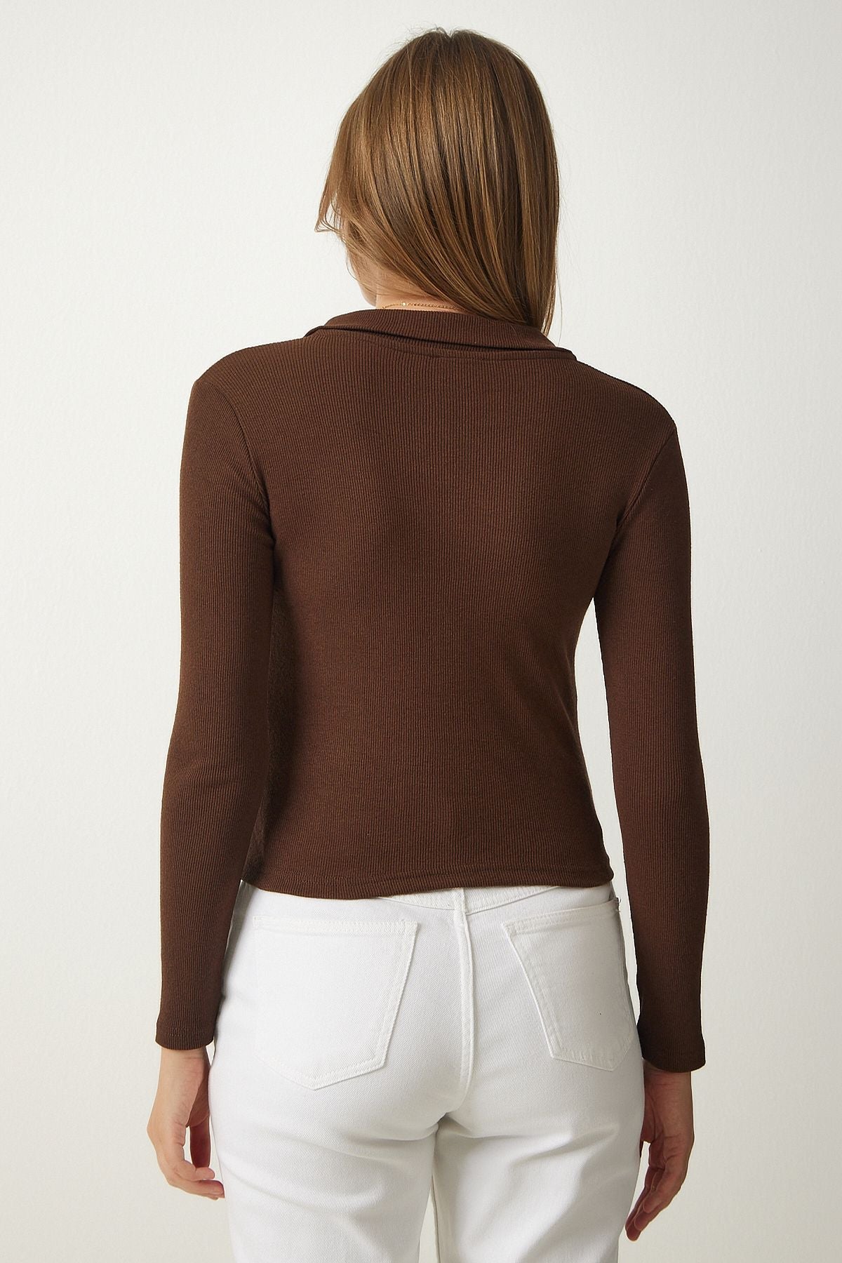 SIGHTBOMB RIBBED POLO COLLAR TOP